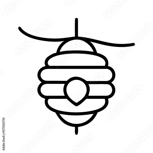 Bee nest illustration in simple line art style  