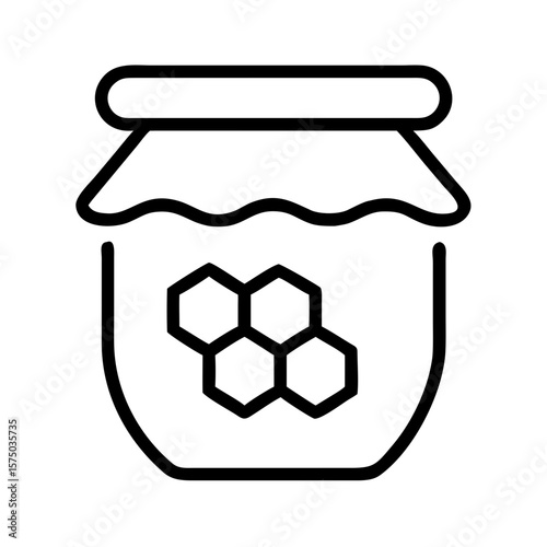 Honey jar with honeycomb illustration in minimalist style  