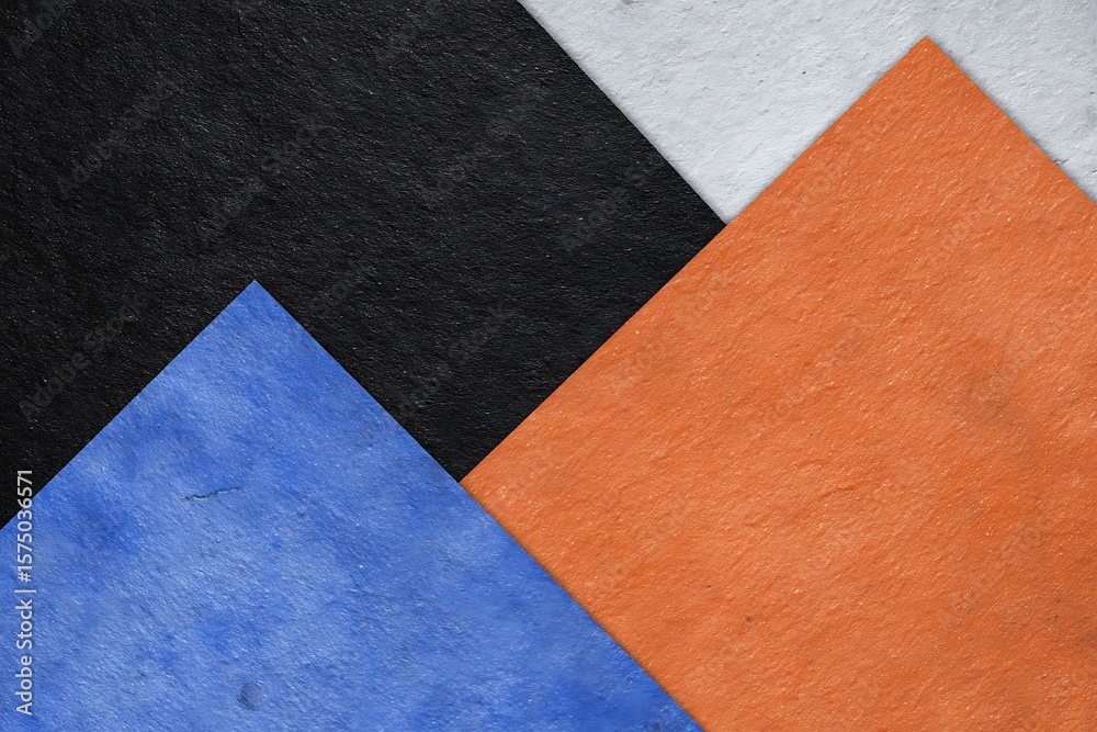 Fototapeta premium Overlapping colorful textured paper geometric shapes