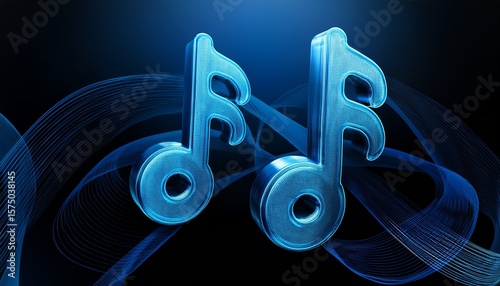 double blue music notes with connected stems