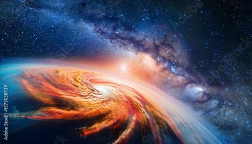 a breathtaking panoramic view of a vibrant nebula swirling cosmic dust and distant galaxies perfect for science fiction astronomy or space exploration projects universe milky way