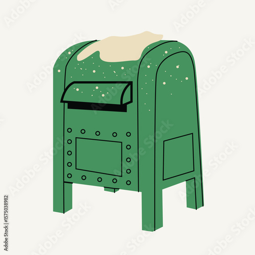 Postal letterbox. Hand drawn modern mailboxes. Isolated design element. Delivery, massage, communication concept. Perfect for scrapbooking, greeting card, party invitation stickers