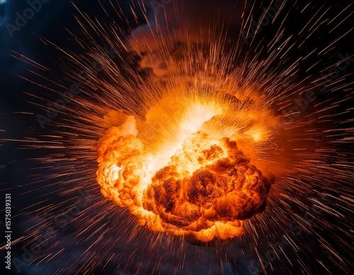 fiery explosion intense heat and light rapid expansion of gases perfect for illustrating concepts of combustion destruction or power devastation blast inferno