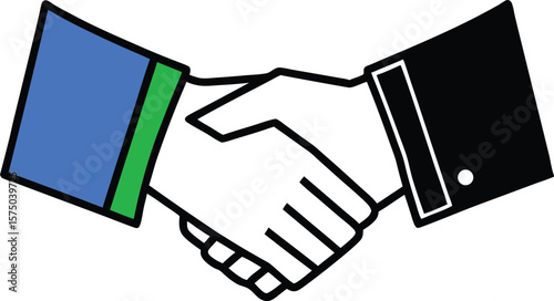 Business partners shaking hands in agreement isolated on white background
