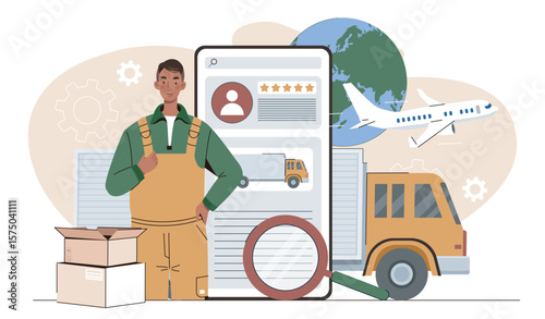 Logistics worker job search concept. Vector illustration