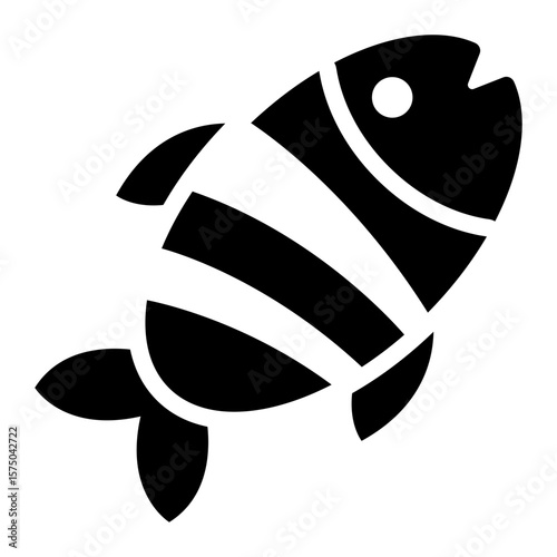 fish glyph icon for aquatic life and ocean biodiversity