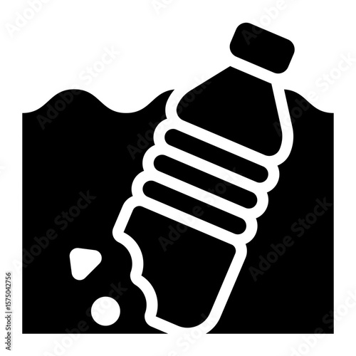 microplastic glyph icon for ocean waste and plastic pollution