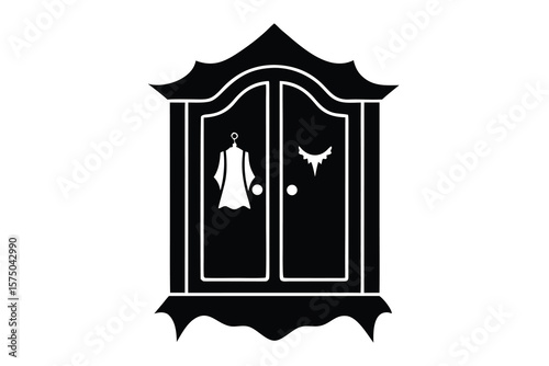 haunted wardrobe vector icon