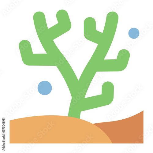 plant coral flat icon for reef growth and marine restoration