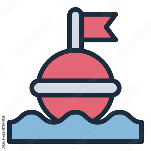 buoy filled line icon for ocean safety and marine navigation