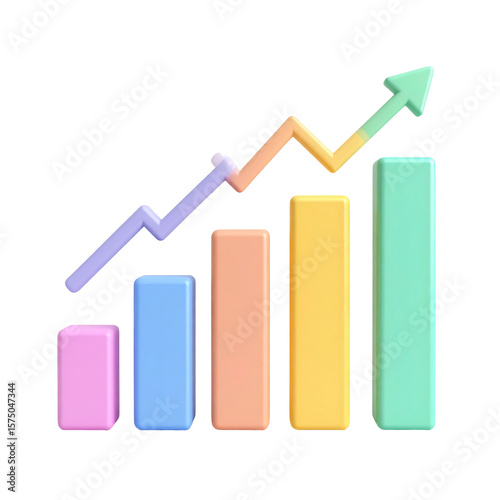 Upward trend illustrated by colorful bar graph and a rising arrow, indicating growth. Free Download Upward trend illustrated by colorful bar graph and a rising arrow, indicating growth. - GFXLoad