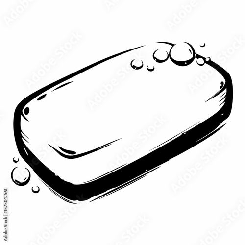 Bar of soap with bubbles in sketch style  