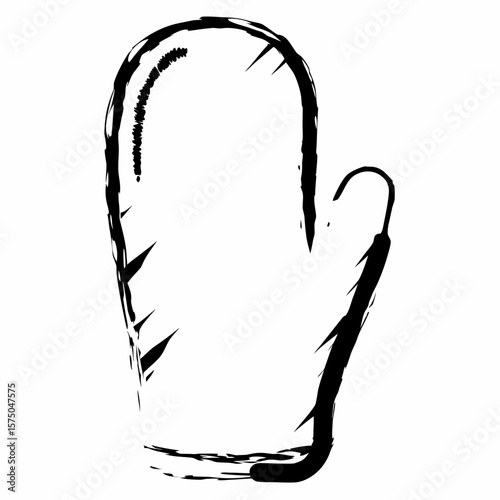 Oven mitt in black and white sketch style for kitchen use  
