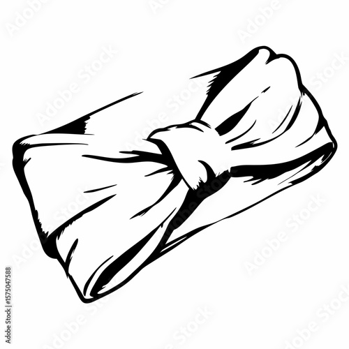 Wrapped fabric with bow knot in simple line art style  