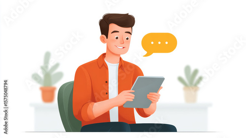 Embassy ai chatbot engaging customers on tablet modern office digital scene