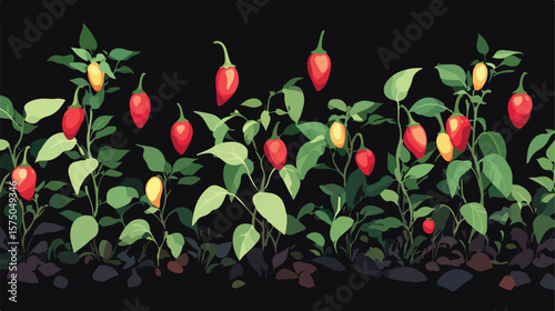Hot Chili Pepper Plant Vector Design Flat Vector