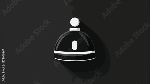 Elegant Hotel Reception Bell Black and White Flat Vector