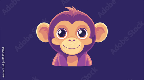 Playful Monkey Face with Cheeky Smile - Cute Animal Icon