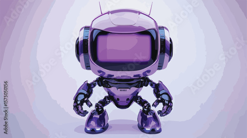 Purple Chat Bot Robot Showing Sign - Modern Concept Image
