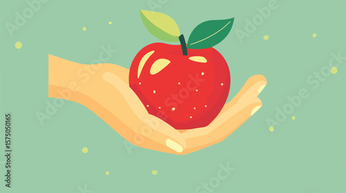 Vibrant Red Healthy Mother Apple Holding His Baby Icon
