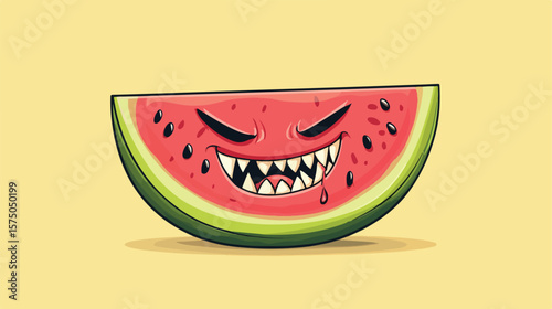 Sinister Devil Watermelon Slice Icon for Creative Graphics