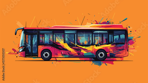 Modern Vector Illustration of Bus Transportation Network, Ideal for Infographics and Designs