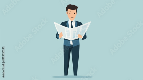 Professional Man Holding Reading News Illustration