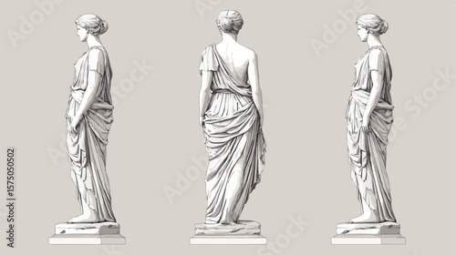 Antique Statue of Standing Woman Illustration