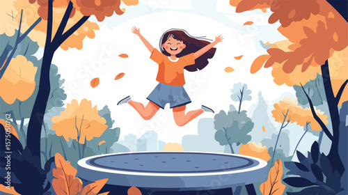 Joyful Little Girl Jumping in the Air