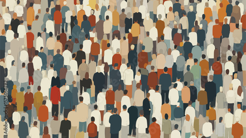 Unity and Togetherness: Diverse Crowd Standing Together Illustration