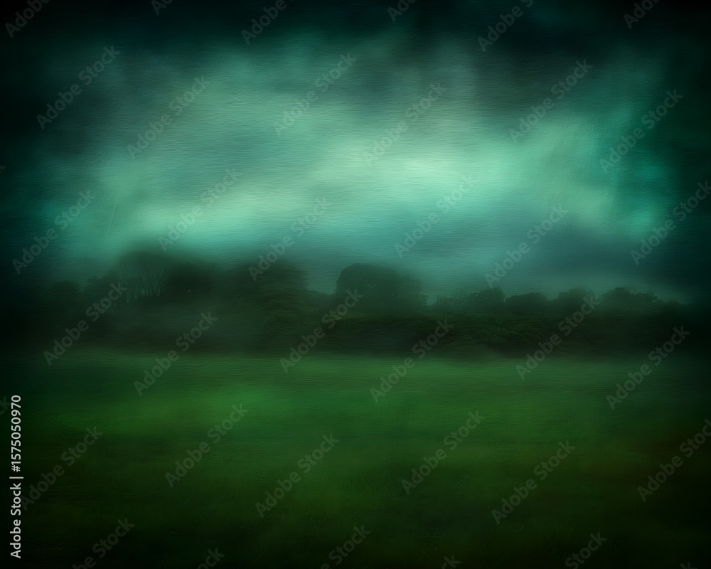 Fototapeta premium Gloomy landscape with obscured trees mystery