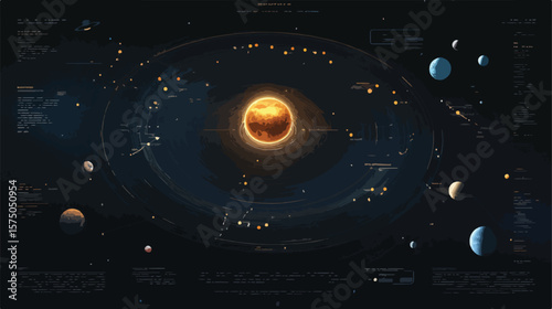 Illustration of Solar System with Planets