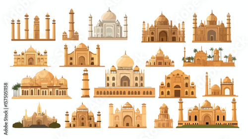 Indian Landmarks Flat Vector Illustration Collection for Design Projects
