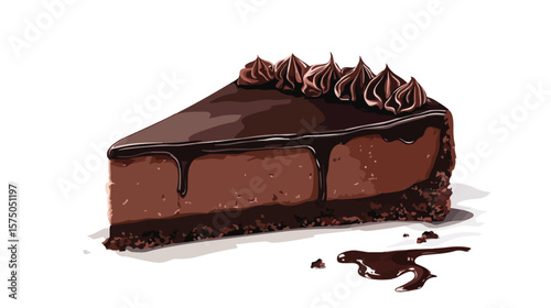 Decadent Dark Chocolate Cheesecake Slice on Plate
