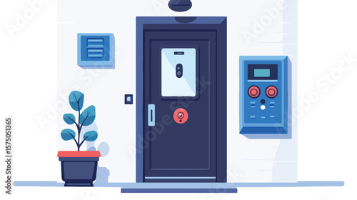Modern Intercom System at Entrance of Flat - Vector Design