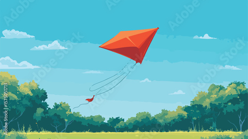 Isolated Kite Flying Flat Vector Illustration