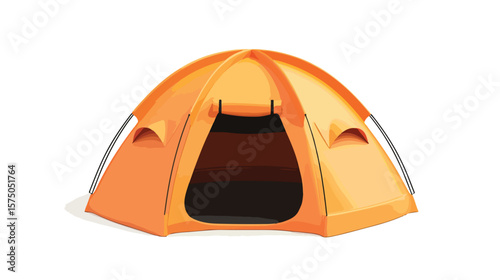 Isolated Orange Dome Tent with Clipping Path - Professional Outdoor Camping Gear
