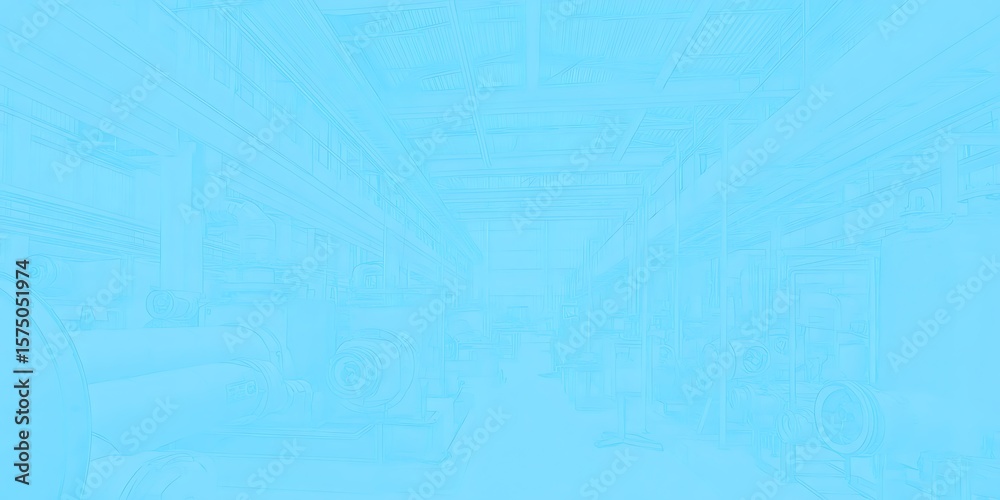 Obraz premium Blueprint factory interior industrial equipment scene