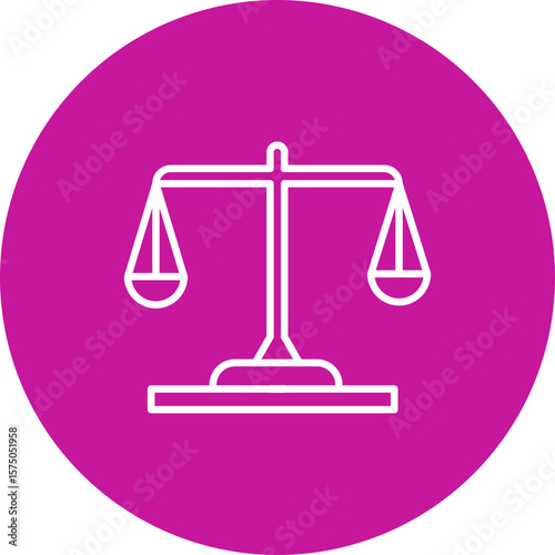 Balance Scale  Vector Line Pink Circle Icon Design