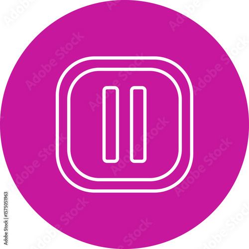 Pause Button  Vector Line Pink Circle Icon Design