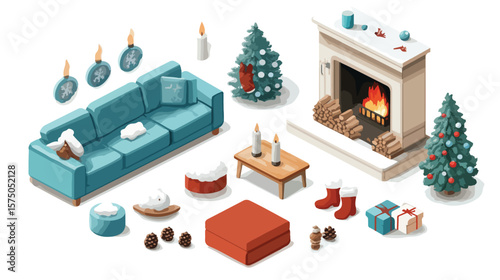 Isometric Cozy Home Decor Sofas Design