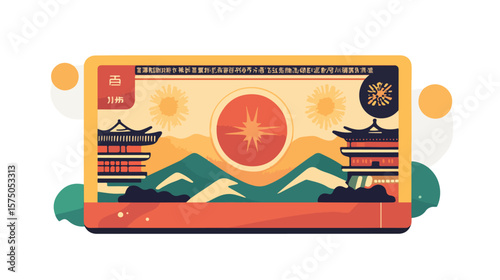 Japanese Bankbook Flat Vector Design Isolated
