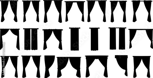 Diverse set of silhouette window curtain designs in different styles shown
