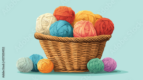 Knitting Thread and Yarns in Basket Vector