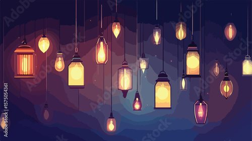 Modern Hanging Lamps Horizontal Banner Design