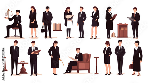 Professional Legal Characters in Courtroom Setting with Lawyer and Legal Debate