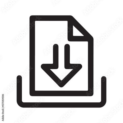 Black document download icon with arrow file