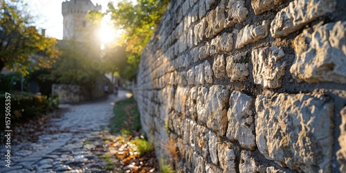Historic watchtower on ancient city wall
