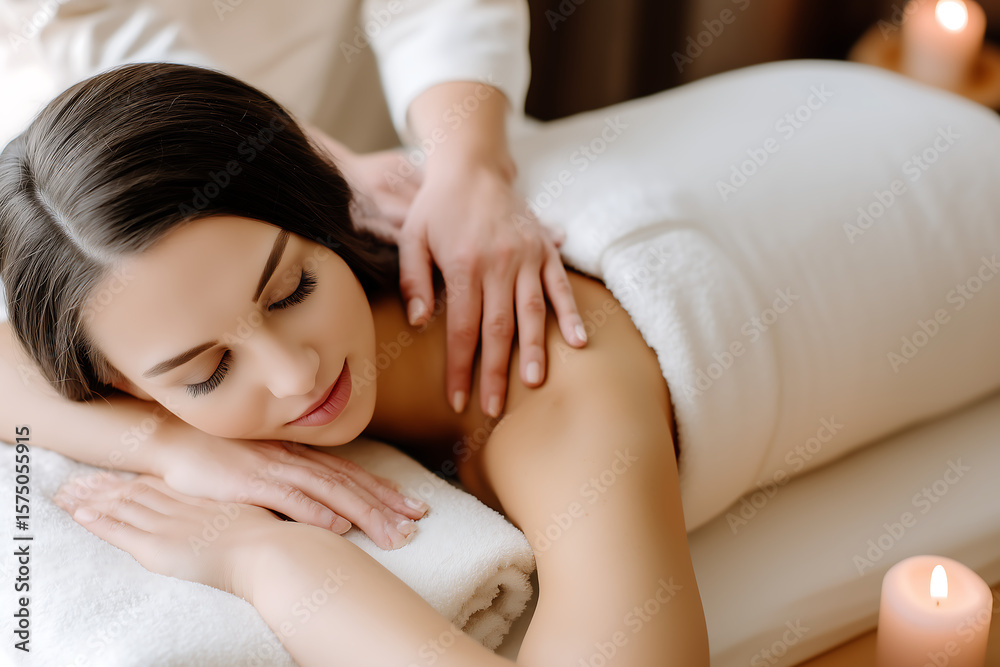 young woman relaxing in spa salon young woman relaxing in spa salon