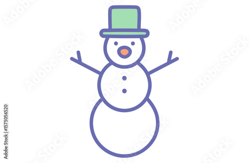 シンプルでかわいい雪だるまイラストアイコン